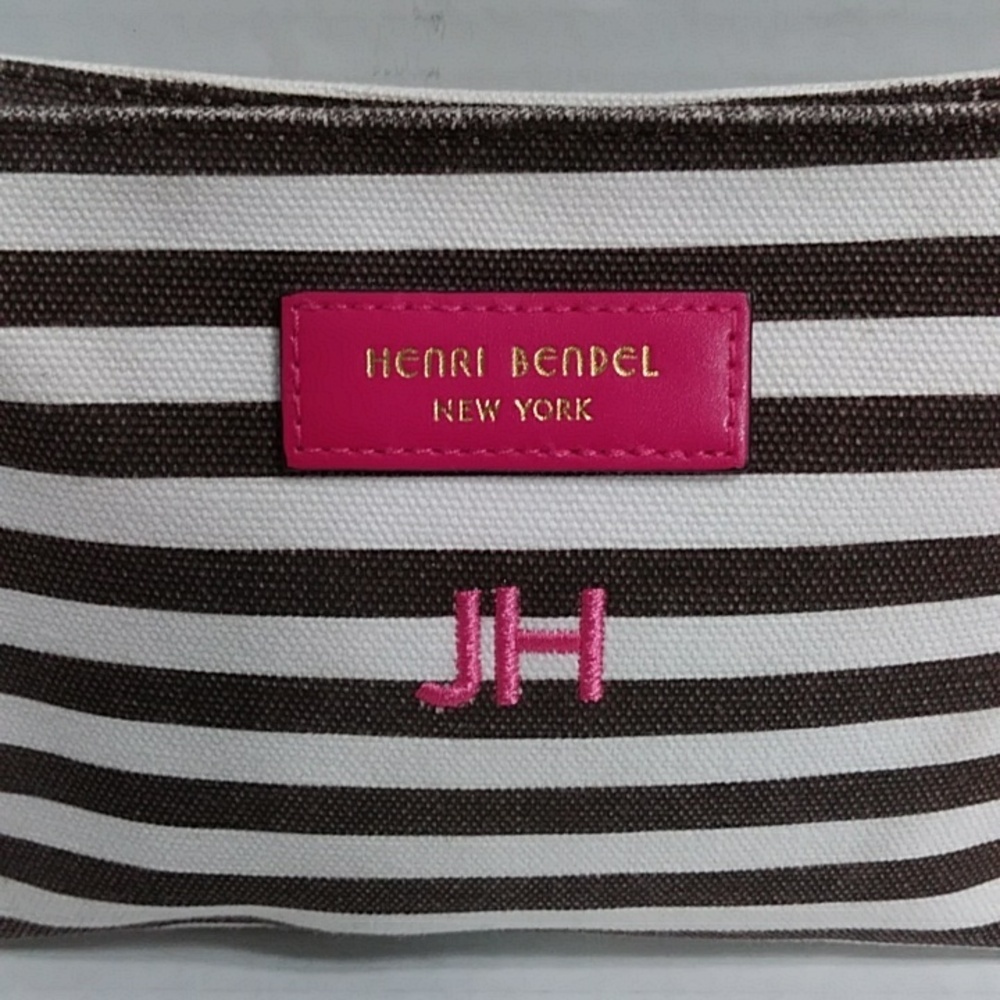 Henri Bendel Striped Clutch Bag Personalized With JH *EUC* - Picture 4 of 9